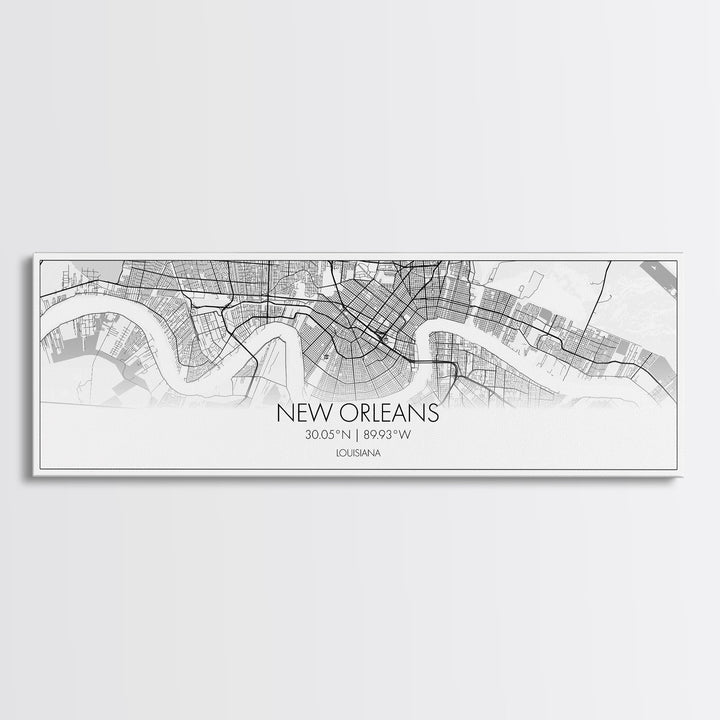 Panoramic New Orleans City Map, Louisiana Art, Map Print, Minimalist Wall Art, Canvas Art, Housewarming Gift, Street Map Art, Closing Gift