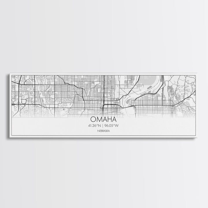 Panoramic Omaha City Map, Nebraska Art, Map Print, Minimalist Wall Art, Canvas Art, Housewarming Gift, Street Map Art, Closing Gift