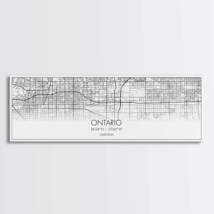 Panoramic Ontario City Map, California Art, Map Print, Minimalist Wall Art, Canvas Art, Housewarming Gift, Street Map Art, Closing Gift