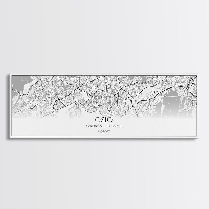 Panoramic Oslo City Map, Norway Art, Map Print, Minimalist Wall Art, Canvas Art, Housewarming Gift, Street Map Art, Closing Gift