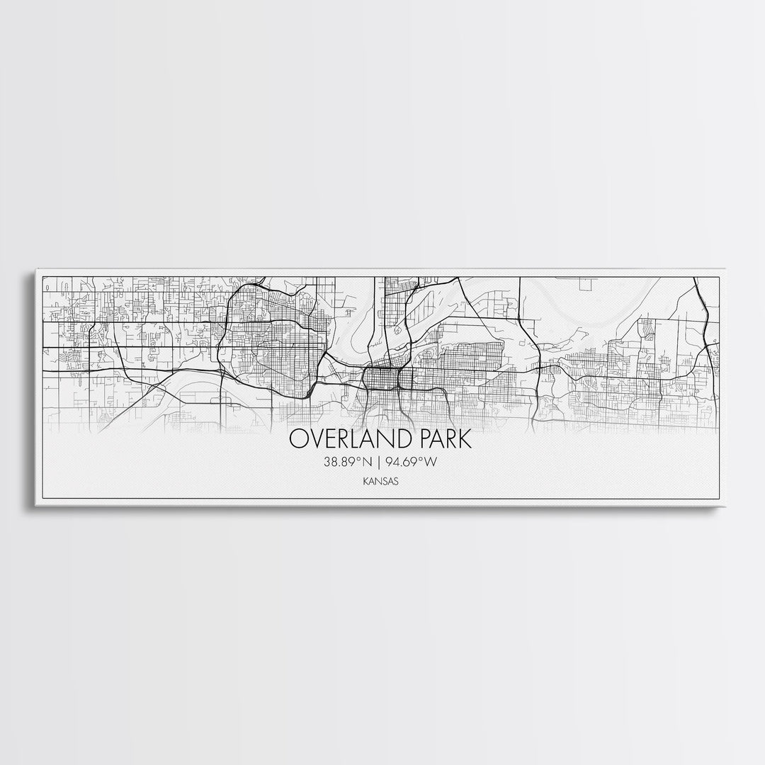 Panoramic Overland Park City Map, Kansas Art, Map Print, Minimalist Wall Art, Canvas Art, Housewarming Gift, Street Map Art, Closing Gift