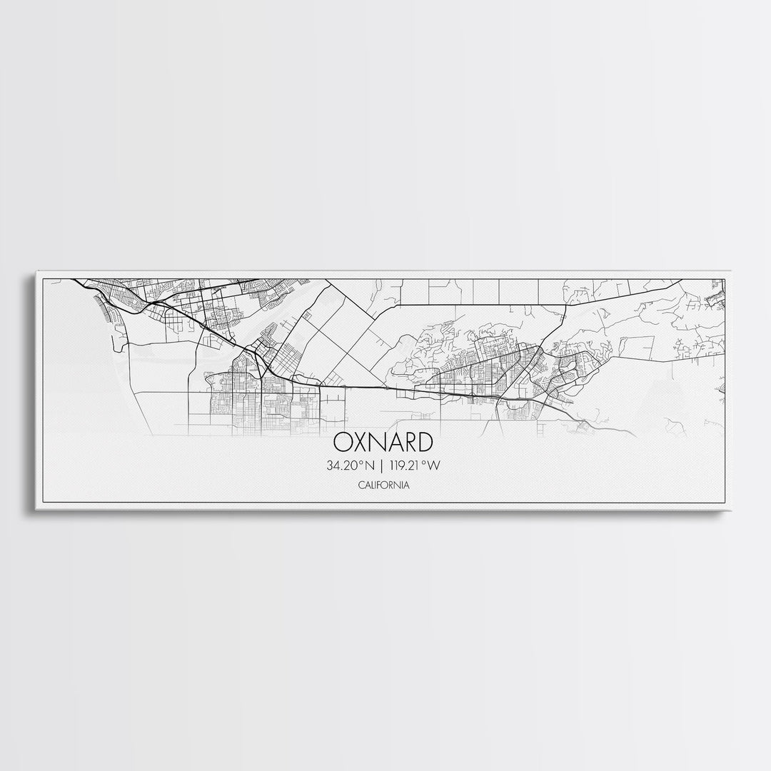 Panoramic Oxnard City Map, California Art, Map Print, Minimalist Wall Art, Canvas Art, Housewarming Gift, Street Map Art, Closing Gift