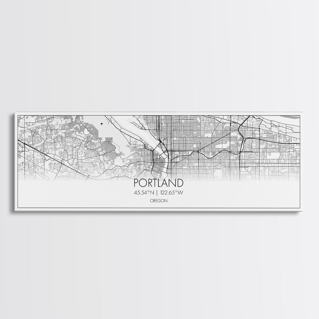 Panoramic Portland City Map, Oregon Art, Map Print, Minimalist Wall Art, Canvas Art, Housewarming Gift, Street Map Art, Closing Gift