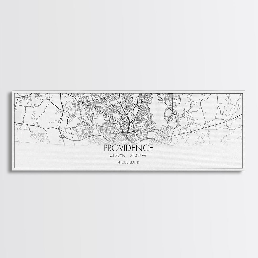 Panoramic Providence City Map, Rhode Island Art, Map Print, Minimalist Wall Art, Canvas Art, Housewarming Gift, Street Map Art, Closing Gift