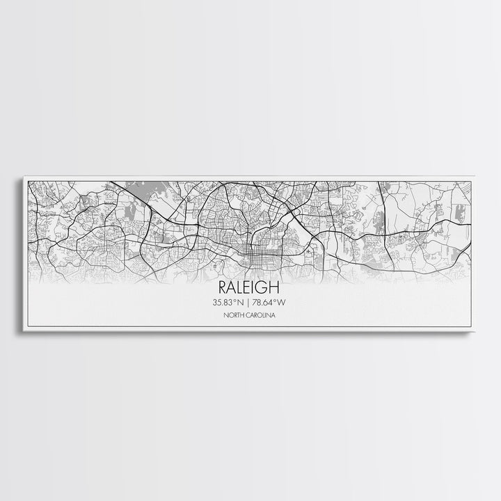 Panoramic Raleigh City Map, North Carolina Art, Map Print, Minimalist Wall Art, Canvas Art, Housewarming Gift, Street Map Art, Closing Gift