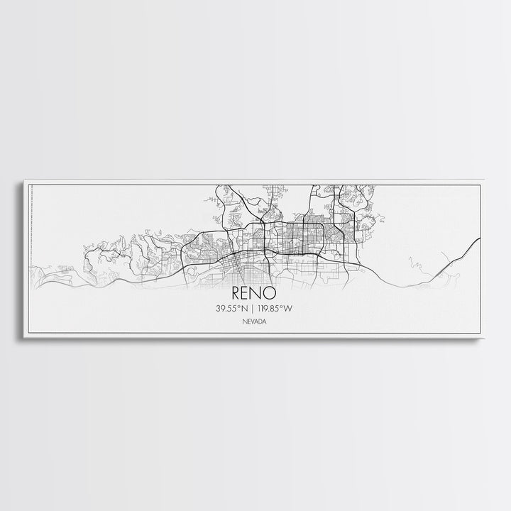 Panoramic Reno City Map, Nevada Art, Map Print, Minimalist Wall Art, Canvas Art, Housewarming Gift, Street Map Art, Closing Gift