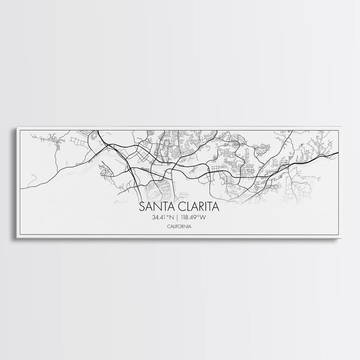 Panoramic Santa Clarita City Map, California Art, Map Print, Minimalist Wall Art, Canvas Art, Housewarming Gift, Street Map, Closing Gift