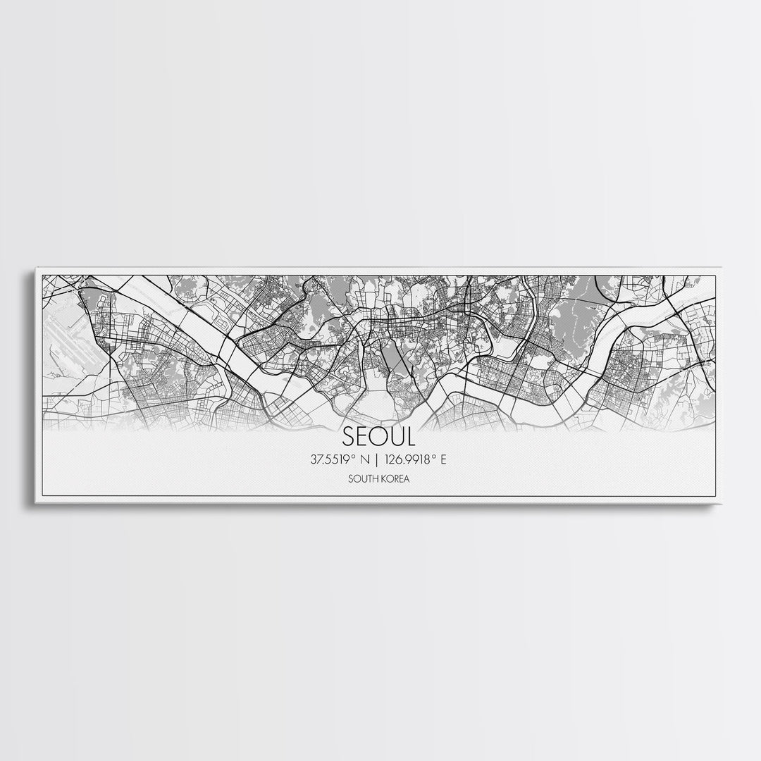 Panoramic Seoul City Map, South Korea Art, Map Print, Minimalist Wall Art, Canvas Art, Housewarming Gift, Street Map Art, Closing Gift