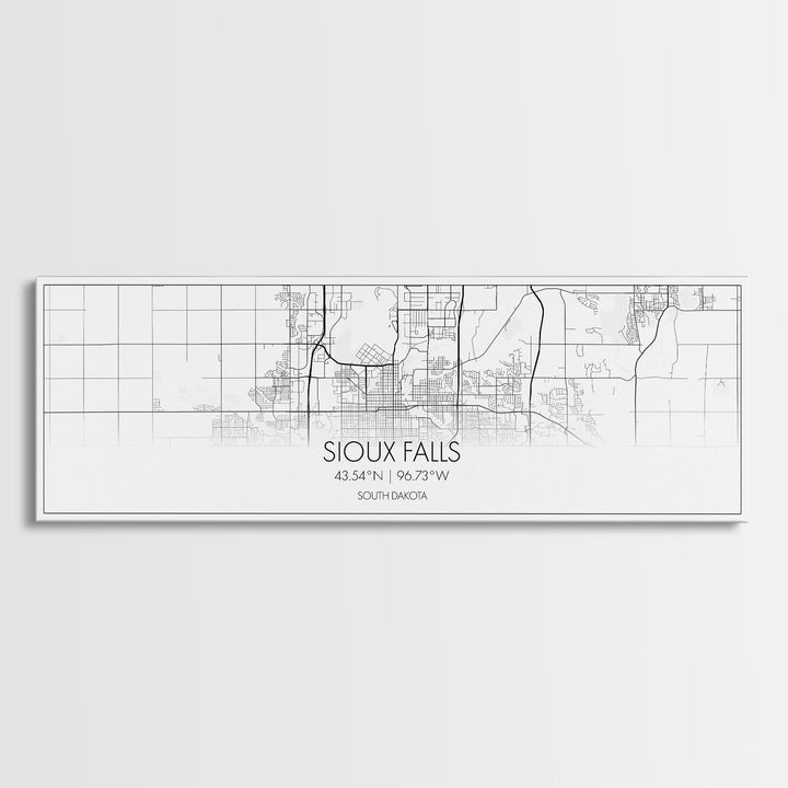 Panoramic Sioux Falls City Map, South Dakota Art, Map Print, Minimalist Wall Art, Canvas Art, Housewarming Gift, Street Map, Closing Gift