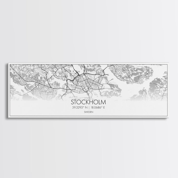 Panoramic Stockholm City Map, Sweden Art, Map Print, Minimalist Wall Art, Canvas Art, Housewarming Gift, Street Map Art, Closing Gift