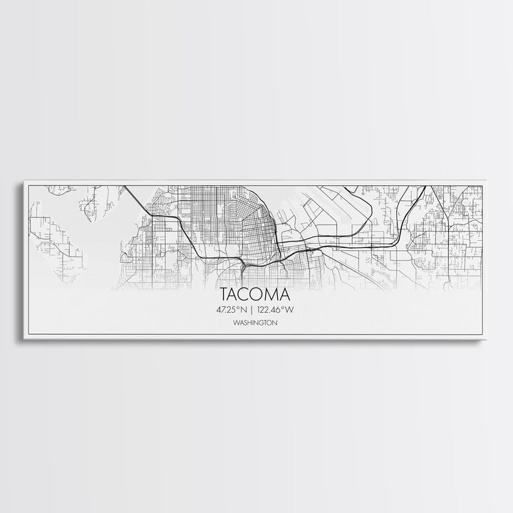 Panoramic Tacoma City Map, Washington Art, Map Print, Minimalist Wall Art, Canvas Art, Housewarming Gift, Street Map Art, Closing Gift