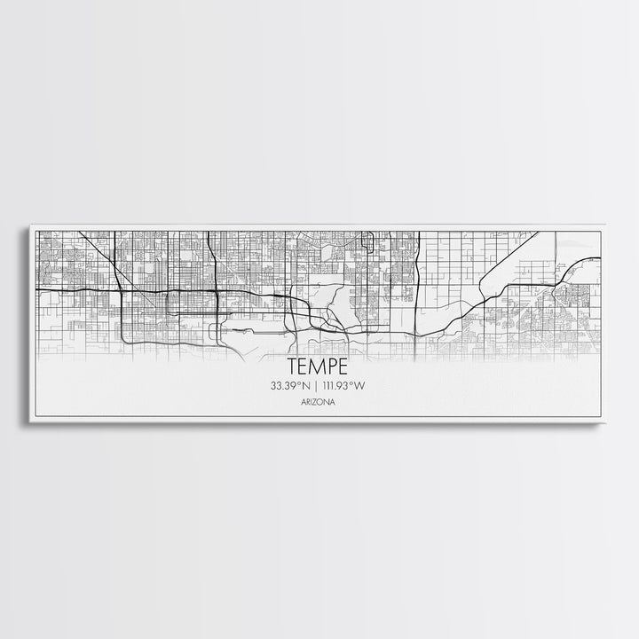 Panoramic Tempe City Map, Arizona Art, Map Print, Minimalist Wall Art, Canvas Art, Housewarming Gift, Street Map Art, Closing Gift