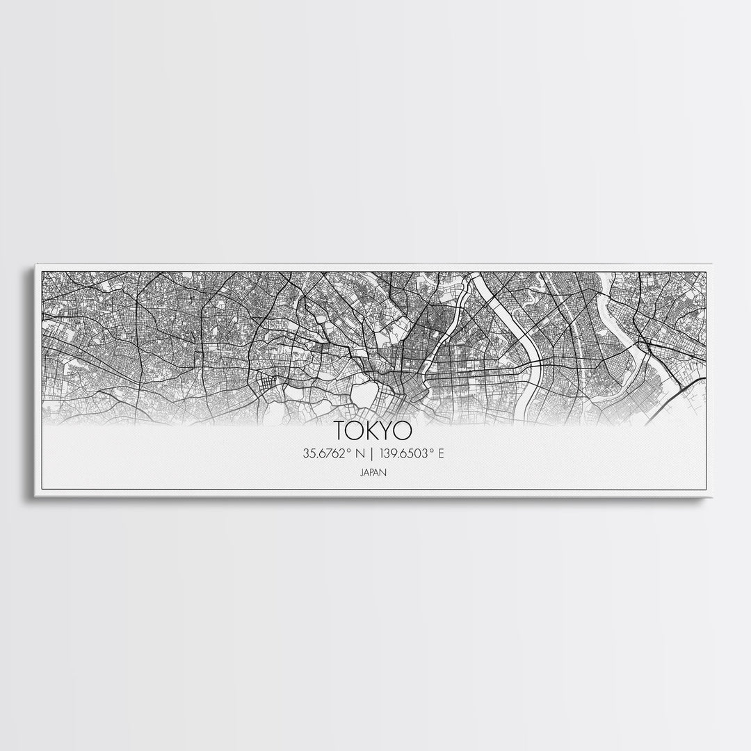 Panoramic Tokyo City Map, Japan Art, Map Print, Minimalist Wall Art, Canvas Art, Housewarming Gift, Street Map Art, Closing Gift