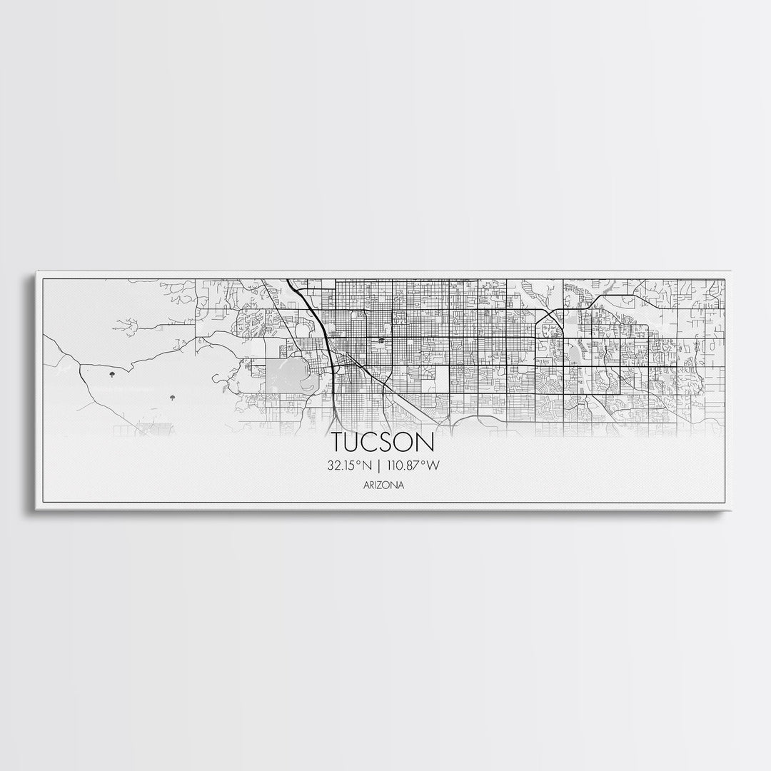 Panoramic Tucson City Map, Arizona Art, Map Print, Minimalist Wall Art, Canvas Art, Housewarming Gift, Street Map Art, Closing Gift