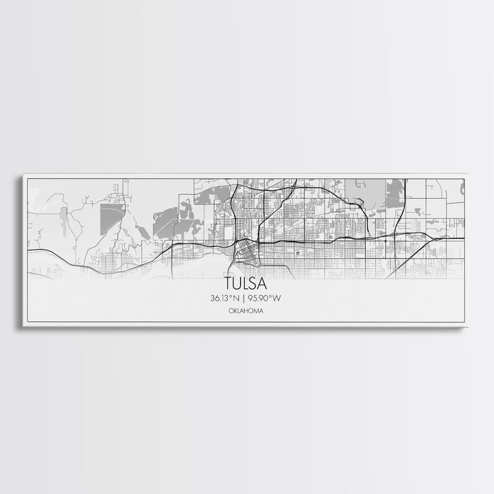 Panoramic Tulsa City Map, Oklahoma Art, Map Print, Minimalist Wall Art, Canvas Art, Housewarming Gift, Street Map Art, Closing Gift