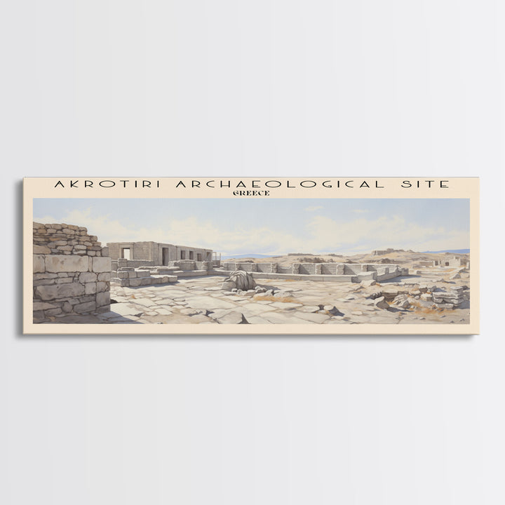 Akrotiri Archaeological Site Framed Canvas Print Travel Poster | Wall Art | Home Decor | Gift For Travel Lover | Wall Hanging | Original Art