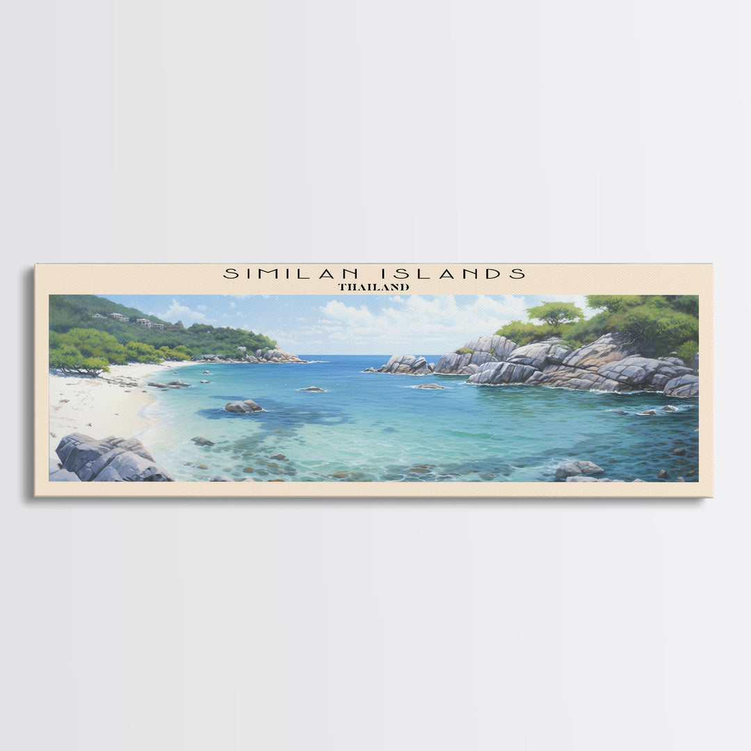 Similan Islands Travel Art Framed Canvas Print, COUNTRY Wall Decor, Home Decor, Travel Poster, Vintage Wall Art, Watercolor Painting