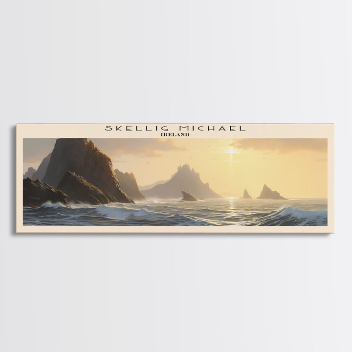 Skellig Michael COUNTRY Travel Poster Print, Framed Canvas Print, COUNTRY Travel Art, Wood Framed Art, Wall Hanging, Home Decor