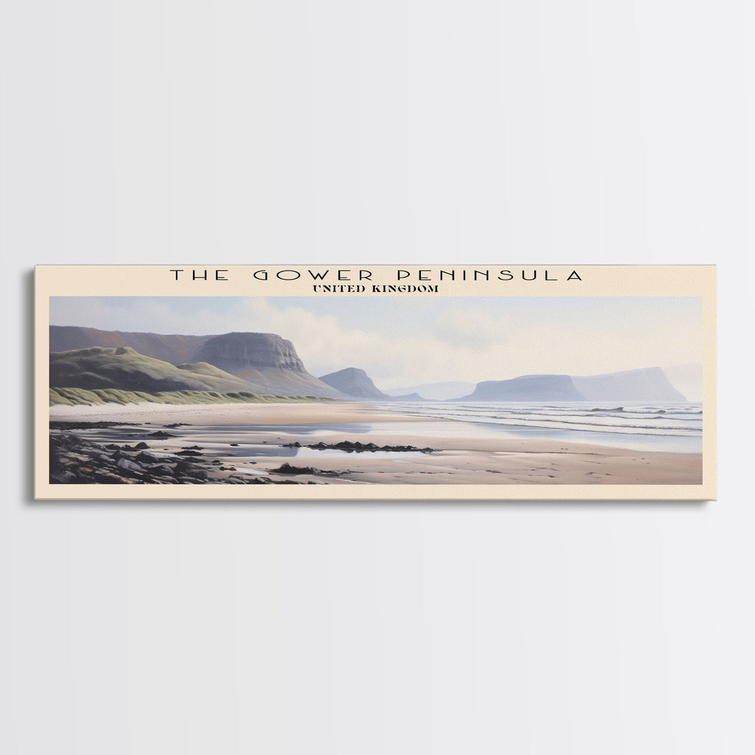 The Gower Peninsula Framed Canvas Print Travel Poster | Wall Art | Home Decor | Gift For Travel Lover | Wall Hanging | Original Art