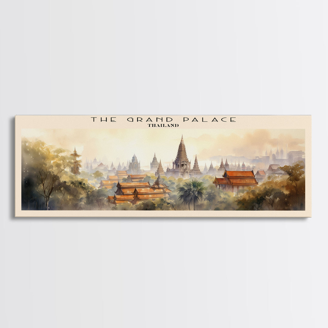 The Grand Palace Retro Style Travel Poster - Framed Canvas Print - COUNTRY Travel Decor | Vintage Style Home Decor - Travel Print - Wall Art