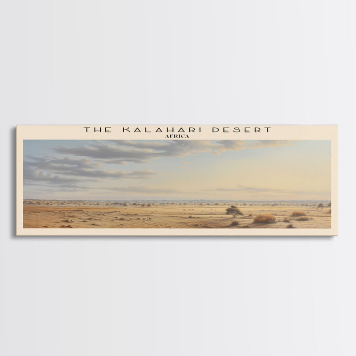 The Kalahari Desert Retro Style Travel Poster - Framed Canvas Print - COUNTRY Travel Decor | Vintage Style Home Decor - Travel Print - Wall Art