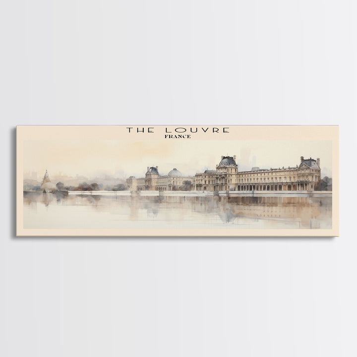 The Louvre Travel Art Framed Canvas Print, COUNTRY Wall Decor, Home Decor, Travel Poster, Vintage Wall Art, Watercolor Painting