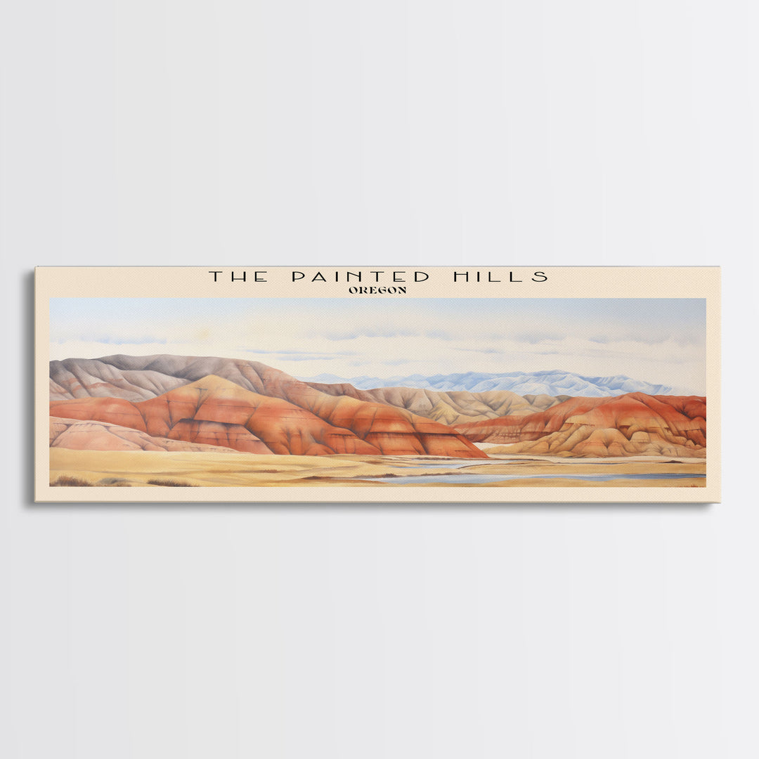 The Painted Hills Retro Style Travel Poster - Framed Canvas Print - COUNTRY Travel Decor | Vintage Style Home Decor - Travel Print - Wall Art