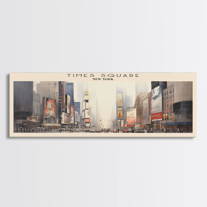 Times Square COUNTRY | Framed Travel Poster Canvas Print | Trendy Wall Art | Watercolor Painting | Living Room Art | Unique Art