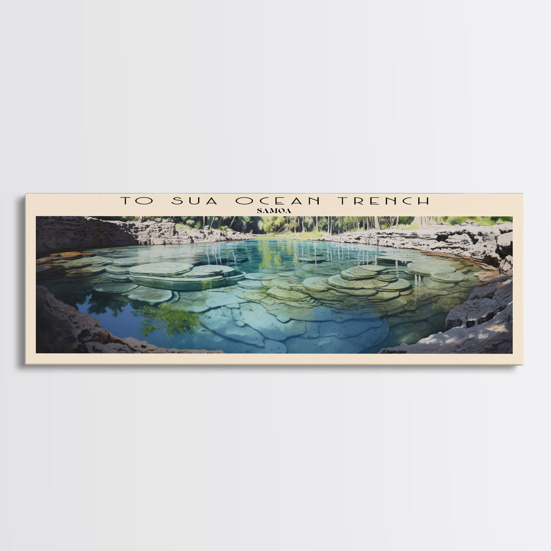 To Sua Ocean Trench Retro Style Travel Poster - Framed Canvas Print - COUNTRY Travel Decor | Vintage Style Home Decor - Travel Print - Wall Art