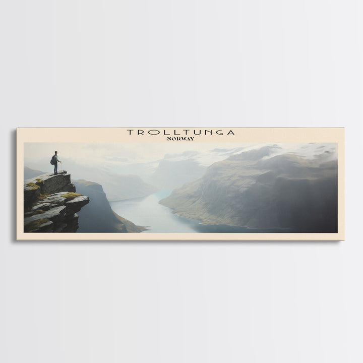 Trolltunga Travel Poster Print, Framed Canvas Wall Art, Metal Wall Art, COUNTRY art, Gift For Him, Travel Wall Art, Travel Lover Gift