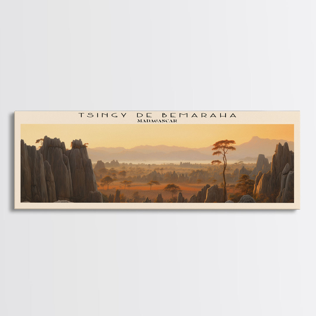 Tsingy de Bemaraha Framed Canvas Print Travel Poster | Wall Art | Home Decor | Gift For Travel Lover | Wall Hanging | Original Art