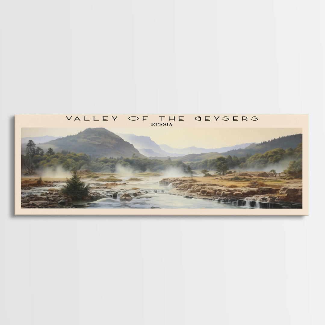 Valley of the Geysers Framed Canvas Print Travel Poster | Wall Art | Home Decor | Gift For Travel Lover | Wall Hanging | Original Art