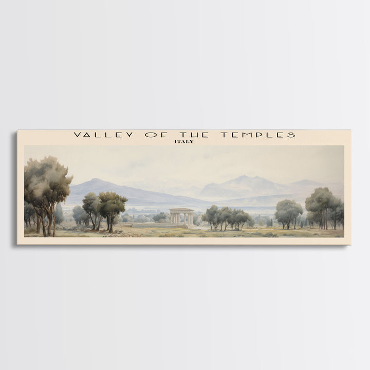 Valley of the Temples COUNTRY | Framed Travel Poster Canvas Print | Trendy Wall Art | Watercolor Painting | Living Room Art | Unique Art