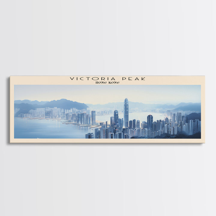 Victoria Peak COUNTRY Travel Poster Print, Framed Canvas Print, COUNTRY Travel Art, Wood Framed Art, Wall Hanging, Home Decor