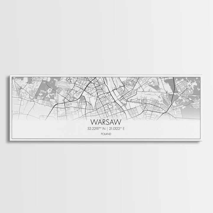 Panoramic Warsaw  City Map, Poland Art, Map Print, Minimalist Wall Art, Canvas Art, Housewarming Gift, Street Map Art, Closing Gift