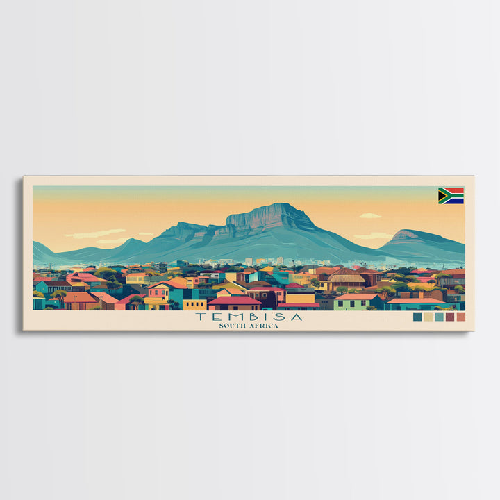 Tembisa, South Africa Panoramic Travel Poster Canvas Print, Tembisa, South Africa Painting, South Africa Art, Tembisa Travel Art, Guest Room Painting