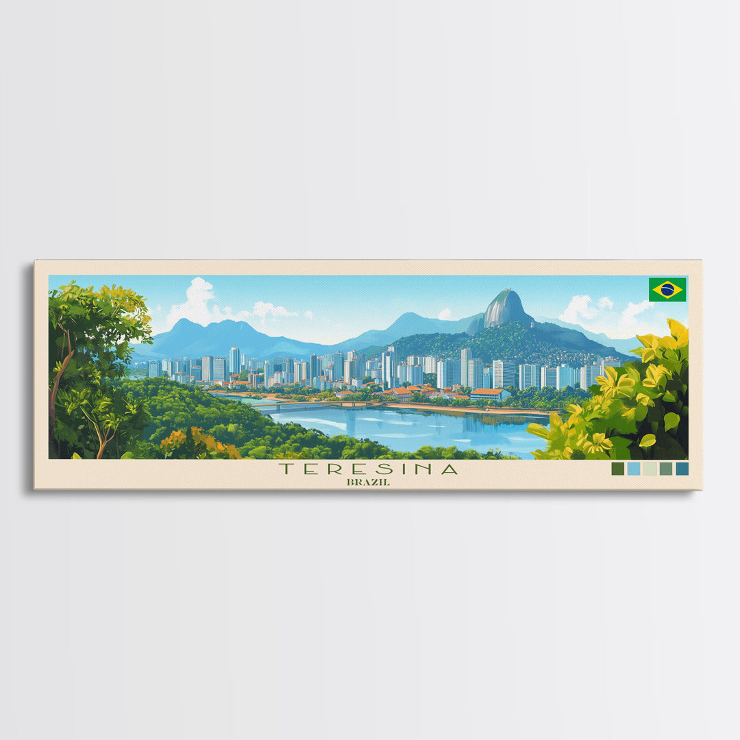 Teresina, Brazil Travel Poster Panoramic Canvas Print, Teresina, Brazil Painting, Brazil Art, Teresina Travel Art, Guest Room Painting