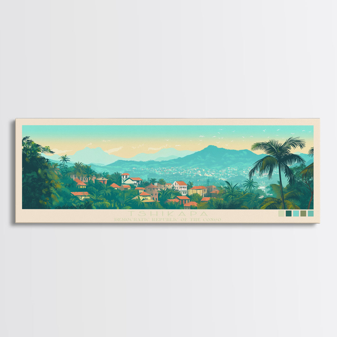 Tshikapa, Congo Travel Poster Panoramic Canvas Print, Tshikapa, Congo Painting, Congo Art, Tshikapa Travel Art, Guest Room Painting