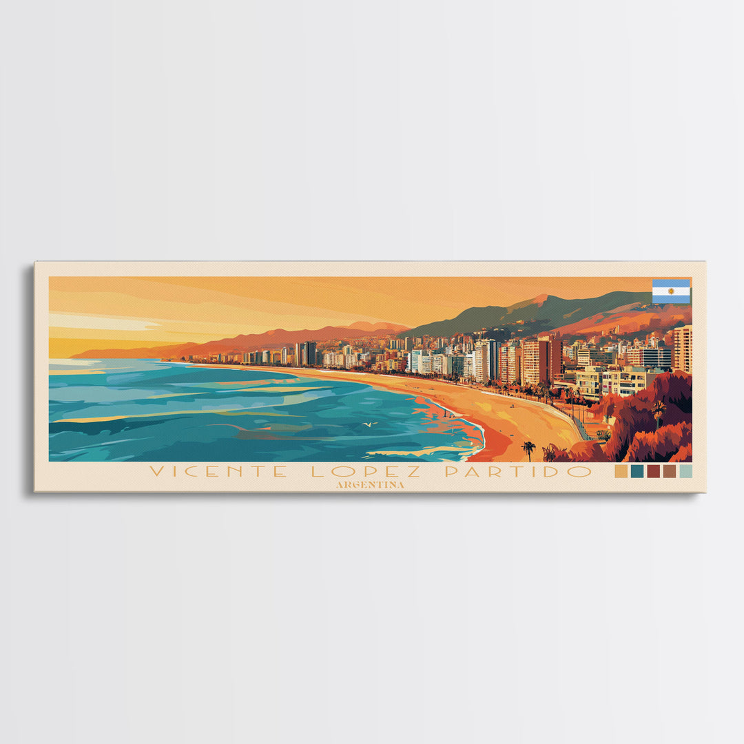 Vicente Lopez Partido, Argentina Panoramic Travel Poster Canvas Print, Vicente Lopez Partido, Argentina Painting, Argentina Art, Vicente Lopez Partido Travel Art, Living Room Painting