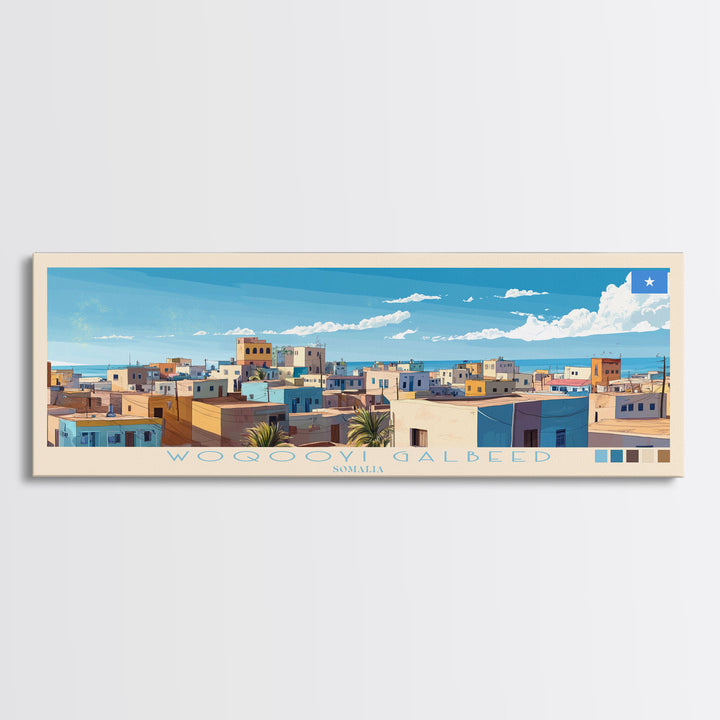 Woqooyi Galbeed, Somalia Panoramic Travel Poster Canvas Print, Woqooyi Galbeed, Somalia Painting, Somalia Art, Woqooyi Galbeed Panoramic Travel Art, Travel Painting