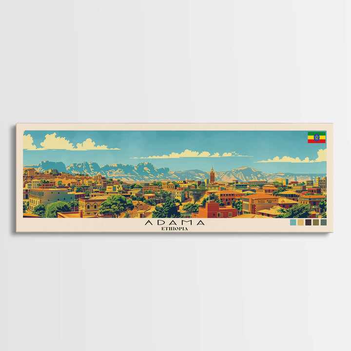 Adama, Ethiopia Panoramic Canvas Print, Adama, Ethiopia Painting, Ethiopia Art, Adama Travel Poster, Travel Art, Vacation Gift