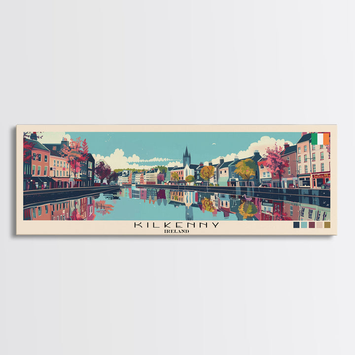 Kilkenny, Ireland Panoramic Canvas Print, Kilkenny, Ireland Painting, Ireland Art, Kilkenny Travel Poster, Travel Art, Vacation Gift