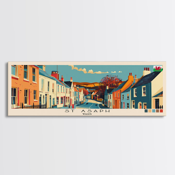 St Asaph, Wales Panoramic Canvas Print, St Asaph, Wales Painting, Wales Art, St Asaph Travel Poster, Travel Art, Housewarming Gift