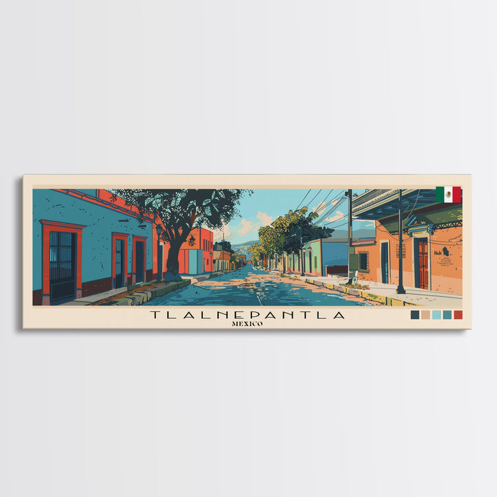 Tlalnepantla, Mexico Panoramic Canvas Print, Tlalnepantla, Mexico Painting, Mexico Art, Tlalnepantla Travel Poster, Travel Art, Vacation Gift