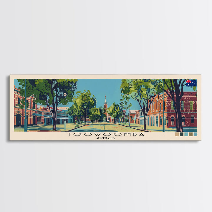 Toowoomba, Australia Panoramic Canvas Print, Toowoomba, Australia Painting, Australia Art, Toowoomba Travel Poster, Travel Art, Vacation Gift