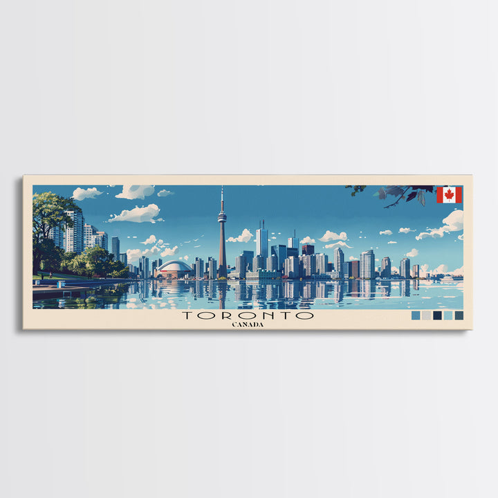 Toronto, Canada Panoramic Canvas Print, Toronto, Canada Painting, Canada Art, Toronto Travel Poster, Travel Art, Living Room Painting