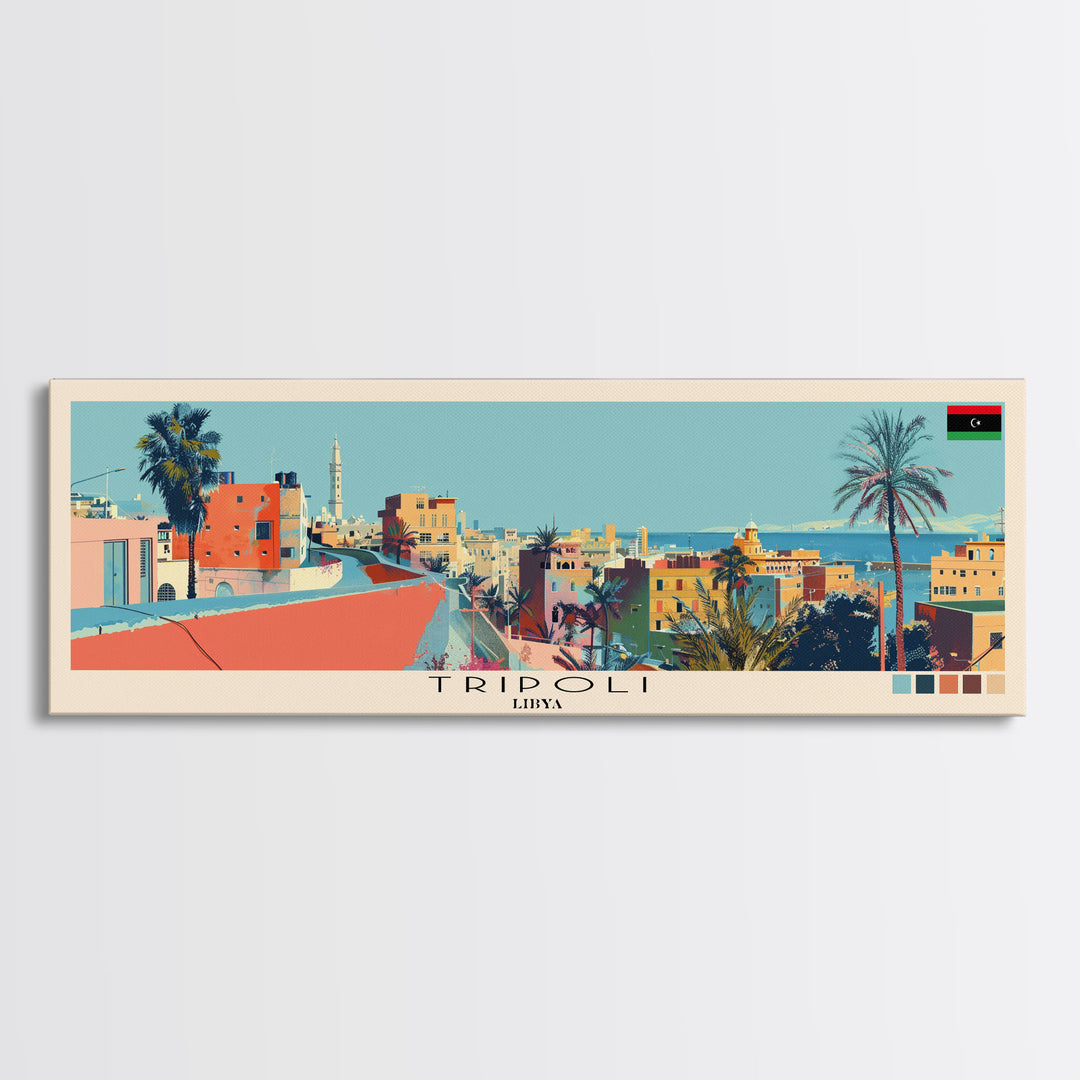 Tripoli, Libya Panoramic Canvas Print, Tripoli, Libya Painting, Libya Art, Tripoli Travel Poster, Travel Art, Living Room Painting