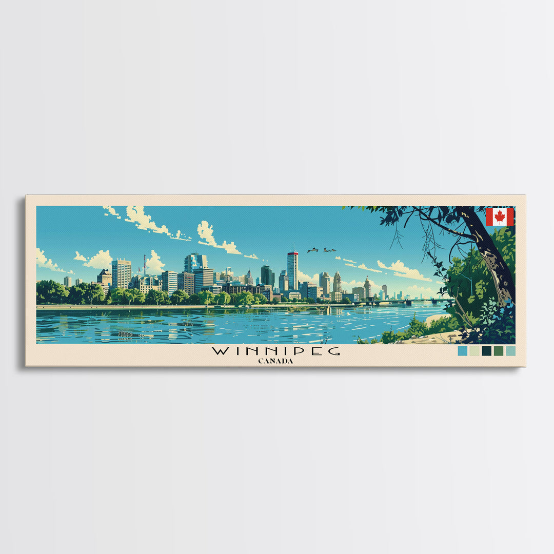 Winnipeg, Canada Panoramic Canvas Print, Winnipeg, Canada Painting, Canada Art, Winnipeg Travel Poster, Travel Art, Guest Room Painting