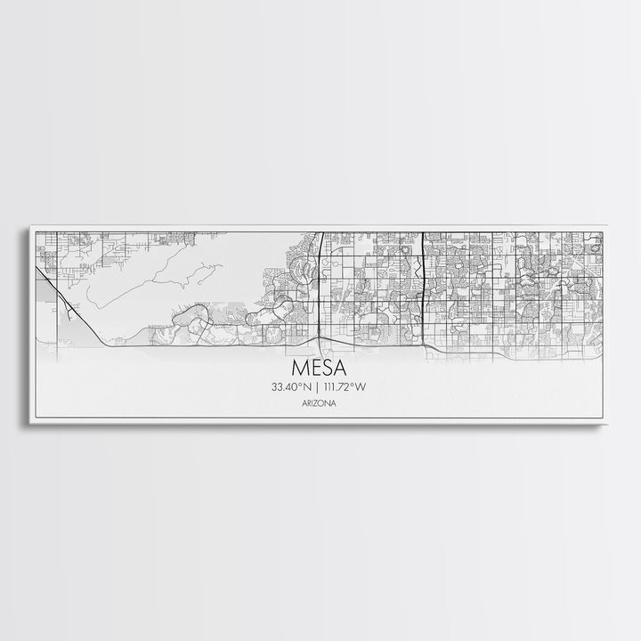 Panoramic Mesa City Map, Florida Art, Map Print, Minimalist Wall Art, Canvas Art, Housewarming Gift, Street Map Art, Closing Gift