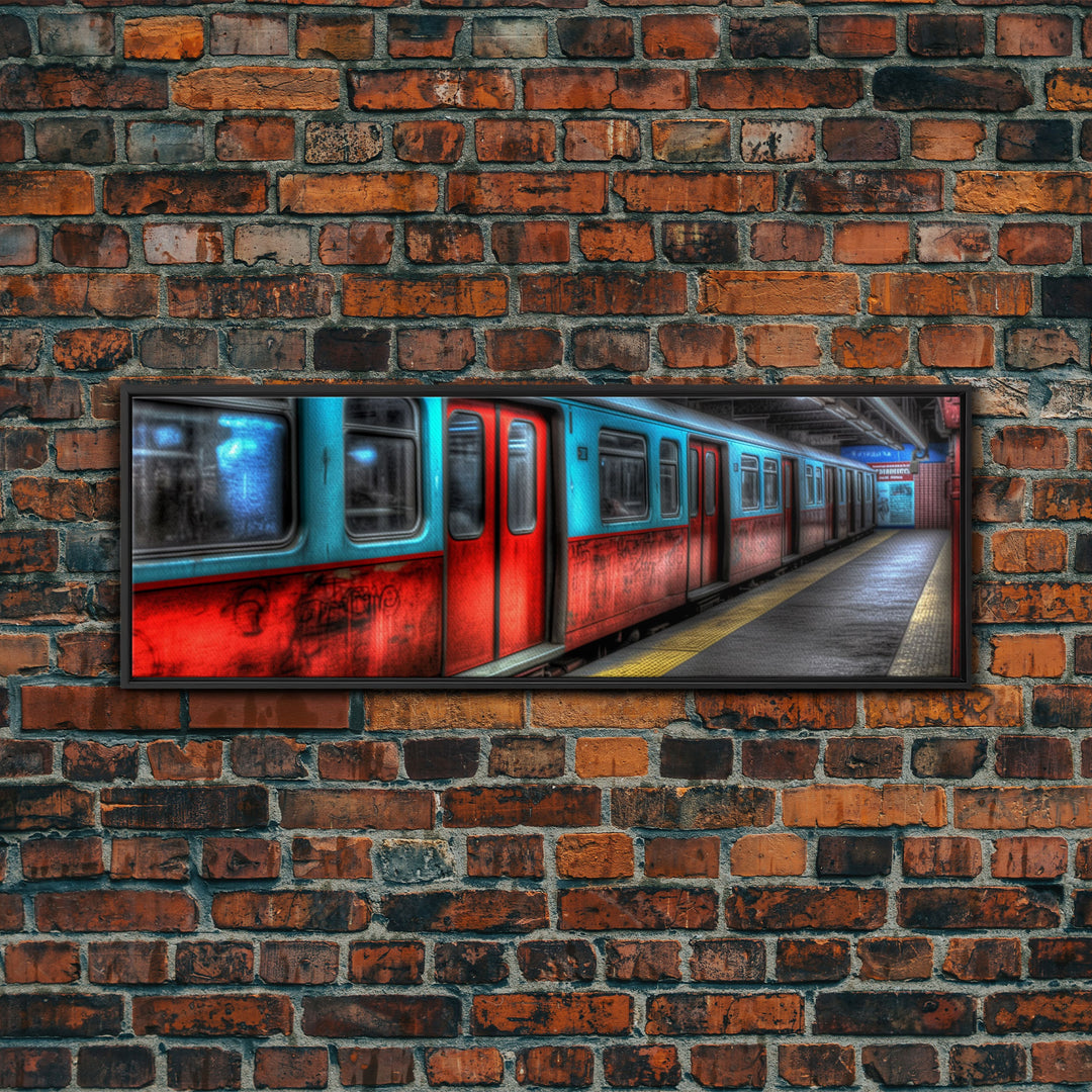 Subway Station Wall Art Print, Subway Train, Urban Wall Art, Wall Decor, Urban Art, Framed Canvas Print, Panoramic, Wall Art, Canvas Print